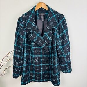 Lane Bryant Double Breasted Textured Plaid Pea Coat Size 22/24
